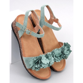 Sandales compensées à fleurs Pionter Green vert 1