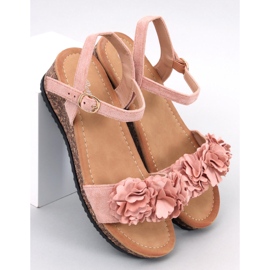 Sandales compensées à fleurs Pionter Rose 1
