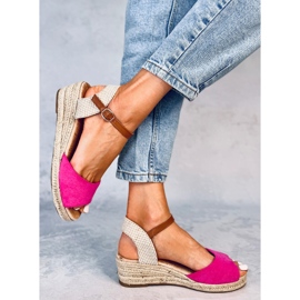 Eakes Sandales espadrilles compensées Fuchsia rose 5