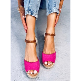 Eakes Sandales espadrilles compensées Fuchsia rose 3