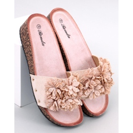 Sandales compensées à fleurs Galia Beige 1