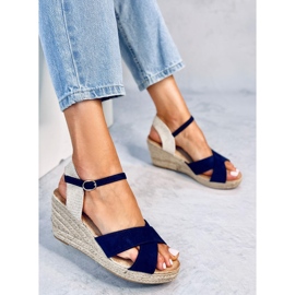 Sandales compensées espadrilles Willa bleues 4