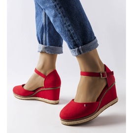 Espadrilles compensées rouges Adelinda 2