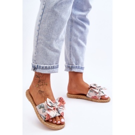 Chaussons Femme Avec Nœud En Tissu Fleur Beige 1 Chaussons Femme Avec Nœud En Tissu Fleur Beige 1