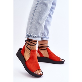 Sandales compensées en daim Nicole 2743 Orange 1