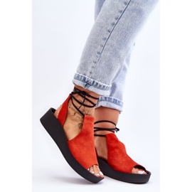 Sandales compensées en daim Nicole 2743 Orange 3