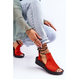 Sandales compensées en daim Nicole 2743 Orange 2