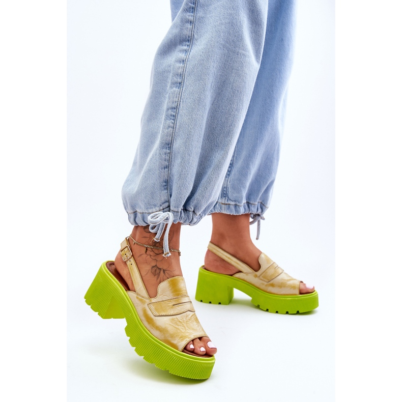 Sandales Cuir Sur Talons Et Plateforme Maciejka 06039-07 Jaune 1