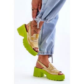 Sandales Cuir Sur Talons Et Plateforme Maciejka 06039-07 Jaune 3