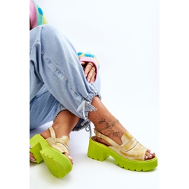 Sandales Cuir Sur Talons Et Plateforme Maciejka 06039-07 Jaune 5