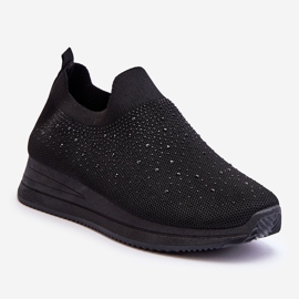 WR1 Baskets à enfiler pour femmes avec strass Noir Gianni 1