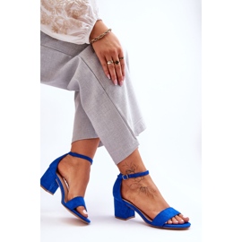 Sandales en daim classiques à talons bas bleu lune de miel 3