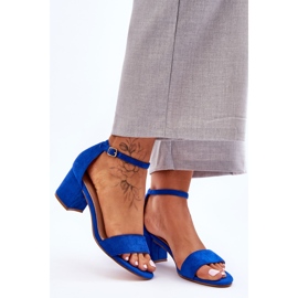 Sandales en daim classiques à talons bas bleu lune de miel 4