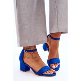 Sandales en daim classiques à talons bas bleu lune de miel 6