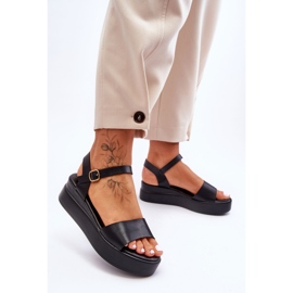 Sandales compensées en cuir confortables Noir Tifena le noir 4