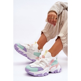 PS1 Baskets chaussettes à enfiler pour femmes Blanc/Violet Keaton 1