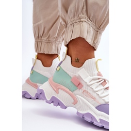 PS1 Baskets chaussettes à enfiler pour femmes Blanc/Violet Keaton blanche 2