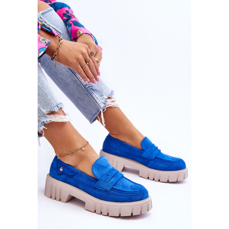 Chaussures à enfiler en daim pour femmes Bleu Fiorell 1