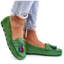 PS1 Mocassins En Daim Avec Noeud Et Franges Dorine Vert 10
