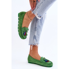 PS1 Mocassins En Daim Avec Noeud Et Franges Dorine Vert 3