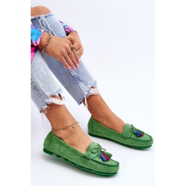 PS1 Mocassins En Daim Avec Noeud Et Franges Dorine Vert 9