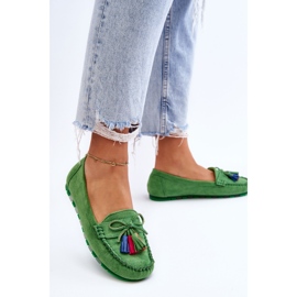 PS1 Mocassins En Daim Avec Noeud Et Franges Dorine Vert 4