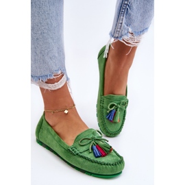 PS1 Mocassins En Daim Avec Noeud Et Franges Dorine Vert 6