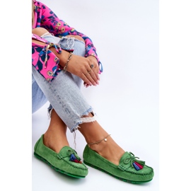PS1 Mocassins En Daim Avec Noeud Et Franges Dorine Vert 8
