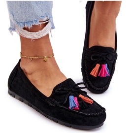 PS1 Mocassins Daim Noeud Et Pompons Noir Dorine le noir 9
