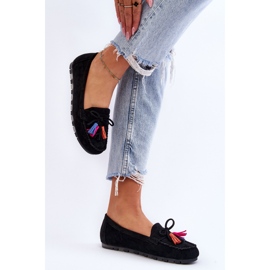 PS1 Mocassins Daim Noeud Et Pompons Noir Dorine le noir 4