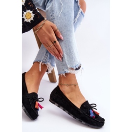 PS1 Mocassins Daim Noeud Et Pompons Noir Dorine le noir 7