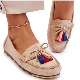PS1 Mocassins Daim Noeud Et Franges Beige Dorine 11