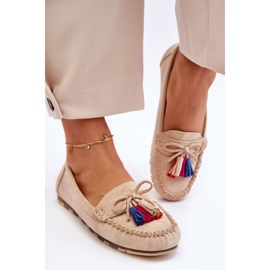 PS1 Mocassins Daim Noeud Et Franges Beige Dorine 1