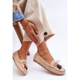 PS1 Mocassins Daim Noeud Et Franges Beige Dorine 5