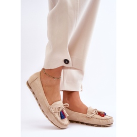 PS1 Mocassins Daim Noeud Et Franges Beige Dorine 6