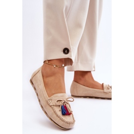 PS1 Mocassins Daim Noeud Et Franges Beige Dorine 9