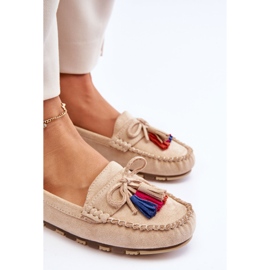 PS1 Mocassins Daim Noeud Et Franges Beige Dorine 10