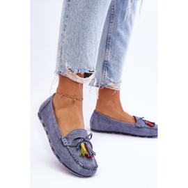 PS1 Mocassins Daim Bleu Dorine Avec Noeud Et Franges 5
