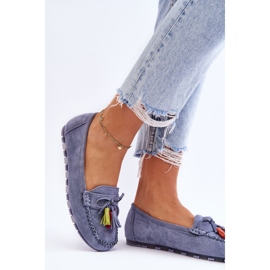 PS1 Mocassins Daim Bleu Dorine Avec Noeud Et Franges 6