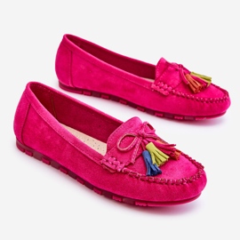PS1 Mocassins Daim Noeud Et Franges Fuchsia Dorine rose 4