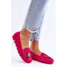 PS1 Mocassins Daim Noeud Et Franges Fuchsia Dorine rose 5
