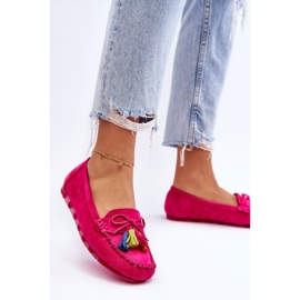 PS1 Mocassins Daim Noeud Et Franges Fuchsia Dorine rose 9