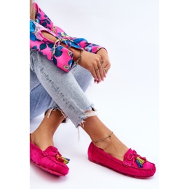 PS1 Mocassins Daim Noeud Et Franges Fuchsia Dorine rose 10