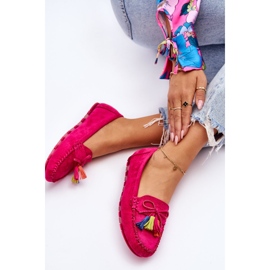 PS1 Mocassins Daim Noeud Et Franges Fuchsia Dorine rose 2