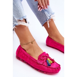 PS1 Mocassins Daim Noeud Et Franges Fuchsia Dorine rose 1