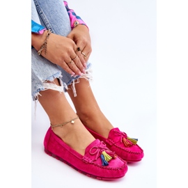 PS1 Mocassins Daim Noeud Et Franges Fuchsia Dorine rose 11