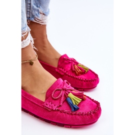PS1 Mocassins Daim Noeud Et Franges Fuchsia Dorine rose 8