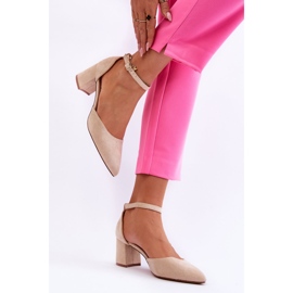Escarpins à Talons en Daim Beige Promise 3