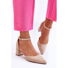 Escarpins à Talons en Daim Beige Promise 5