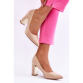 Escarpins Talons Daim Classiques Beige Elizabeth 1